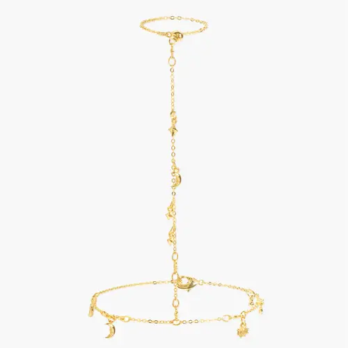 en route 18K Gold Plated Lyra Hand Chain Bracelet, Boho Coin-Inspired Piece with Dainty Beads, Chic Summer Accessory Perfect for Layering or Festival Looks