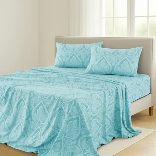Lux Decor 4-Piece Paisley Bed Sheet Set - King Size Sheets with Up to 16" Deep Pockets - Queen Size Soft, Wrinkle Resistant, Hotel Luxury Comfy, Breathable & Cooling Sheets - Soft, Wrinkle Resistant, Hotel Luxury Sheets Bedsheet Set - Summer Gifts