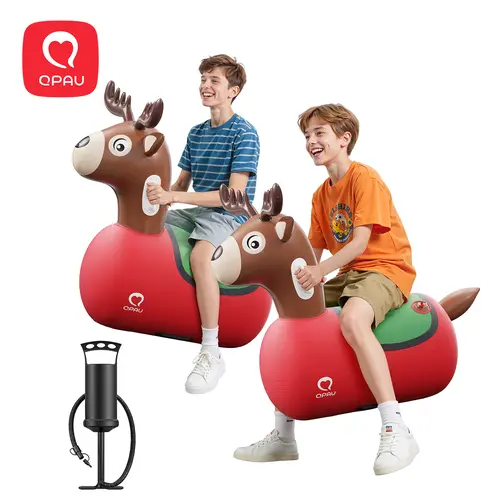 QPAU 1/2 PCS Large Christmas Inflatable Reindeer Hopper Bounce Toy, 250lbs High-Capacity Ride-On for Ages 5+ & Adults, Soft Independent Material Cover, Manual Pump, Durable Puncture-Resistant Family Party Gift, tiktokshopbacktoschool, Halloween