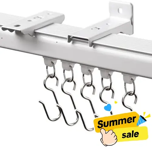 INOVADAY Adjustable Aluminum Alloy Curtain Slide Rails - Silent Strips Included, Ceiling & Wall-Mounted, 3 Hook Types, Home Ceiling Curtain Track for Bedrooms, Living Rooms