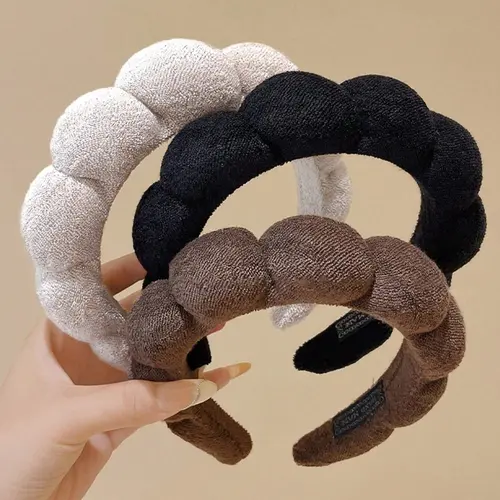 3pcs Plush Hairbands Set, Fashion Headbands Multi-Functional Elegant Simple Solid Color Hair Accessories for Daily Use, Soft Headband