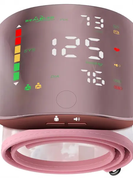 Wrist Blood Pressure Monitor with Large LED Display & Voice Broadcast, One-Touch Digital BP Monitor for Home Use, Fits Wrist 5.3–7.6 in