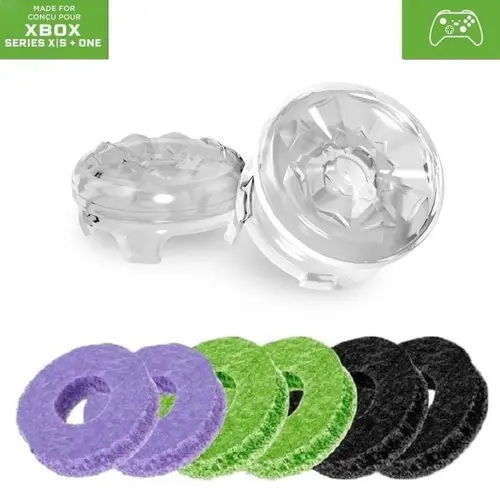 Precision Rings Aim Boost Kit with Purple-Black Performance Soft Thumbsticks, Crystal Silicone Console Accessories for PlayStation 5 (PS5) & PlayStation 4 (PS4) Controllers