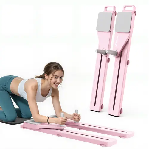 【Live Only】Merach Multi-functional Adjustable Ab Exercise Board, Split Ab Slide Roller Board, Home Pilates Reformer with Knee Mat for Home Gym Core & Ab Strength Training, Abdominal Crunch Machine BackToSchool