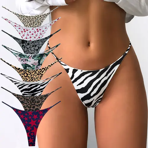 JROZXF Lady's 4-Pieces Thongs Panties - Fashion Style Elegance Bikini Underwear, Soft Breathable Fabric, Exquisite Craftsmanship, Opaque, Comfortable for Daily Wear, Dating (Womenswear Lingerie)