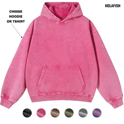 Holafish Women's Oversized Acid Wash Cotton Hoodie T-Shirt - Kangaroo Pocket, Classic Ribbed Cuffs, Retro H-Type Loose Fit, Minimalist Streetwear Layering Pullover, Fall Winter Long-Sleeve, Party Easter Thanksgiving Casual Women's Clothing