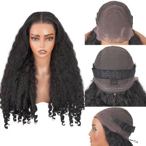 Lush Haute Afro Curly Lace Front Wig Synthetic Kinky Straight with Curly Ends Fluffy Bouncy Hair Wigs 20 Inch Heat Friendly Afro Wigs for Black Women