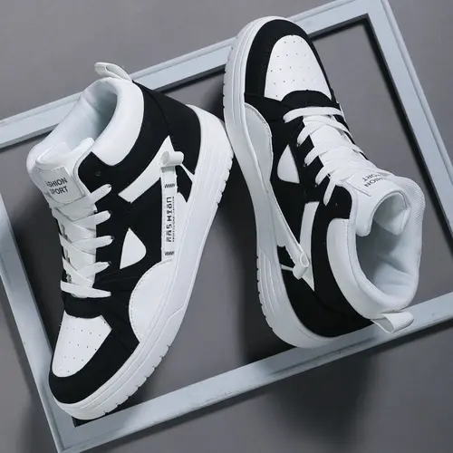 Men's High Top Athletic Outdoor Sports Skateboarding Shoes, Comfortable Hiking Trekking Boots, Casual Fashion Sneakers for Men, Sporty Breathable Shoes, Footwear Athletic Trainer, Footwear, Walking Shoes, Casual Walking Trainers