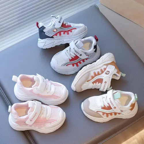 Unisex Toddler Walking Sneakers - PU Kid Shoes with Velcro Hook, Round Toe, Non-Slip, Lightweight Breathable Casual Trainers for Spring & Autumn Play & Everyday Use