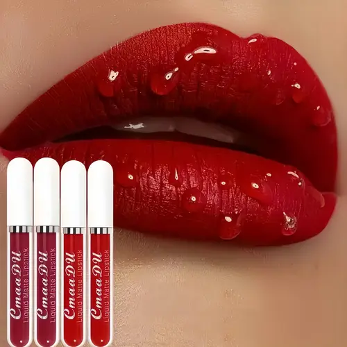 Cmaadu 10-Pcs Liquid Matte Lipstick Set (Cam-10p) - Waterproof, Humidity Resistant, Non-Sticky, Moisturizing, Fast Drying, Brightening, Comfortable Matte with Lasting Color, Multi-Shade Makeup, Lip Care, Suitable for All Skin Types, Quick Out