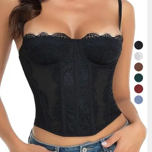 Women's Sexy Low Neck Backless Fishbone Mesh Waist Cinch Top, Outer Wear Slimming Bralette Tank, Club Fashion Style Thin Strap Sleeveless Top, Party Nightwear