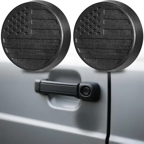 B Brazify Magnetic Keyhole Covers Set - 2 Front Door Car Accessories, Durable Silicone-Backed ABS Exterior Protector, Tool-Free Quick Install, Scratch Resistant, Precise Fit for 2018-2025 JL & JT Lock Cylinders, Subtle Styling Upgrade