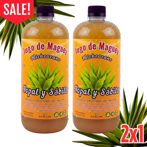 [Buy 1 Get 1 BOGO Deal] Viral Maguey Juice - Nature 32oz Aloe+Nopal Duo Antioxidant Dietary Supplement - 100% Natural Artesanal Healthcare Vitamin Edible Drink