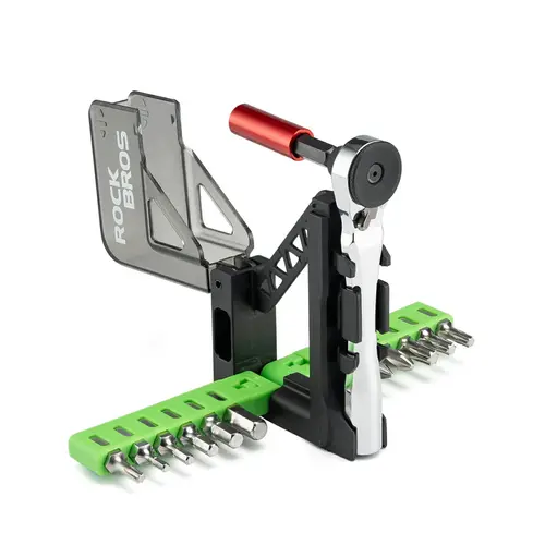 ROCKBROS Mini Ratchet Bicycle Repair Tool Kit - Compact Cycling Gear with Alloy Parts, 12 Bits, Magnetic Handle, Extension Rod, Screwdriver, Wrench, Fast Bit Swaps, Toggle Switch for Youth Cycling Tasks, Work Tools
