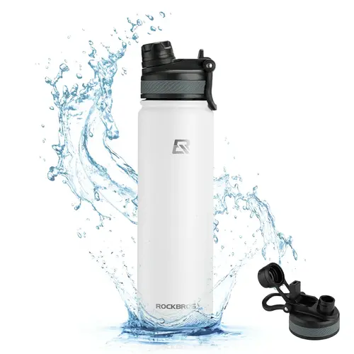ROCKBROS Unisex Rust-Free 304 Steel Leakproof Insulated Water Bottle with Straw Lid, Backpack-Friendly Flask, Leakproof Insulated Tumbler, Insulated Mug, Drinkware Tumbler, Multi-Size Portable, Ideal for Gym Hikes Bike Rides, Hot/Cold Hold, Safe Daily Use