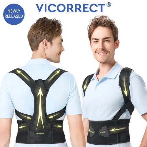 Vicorrect Dragon Bone Posture Corrector Support Brace - Pro Series, Adjustable Nylon Fabric Back Brace for Men & Women, Back, Neck & Shoulder Supports, Prop 65 Safe Anti-Hunchback Healthcare Tool
