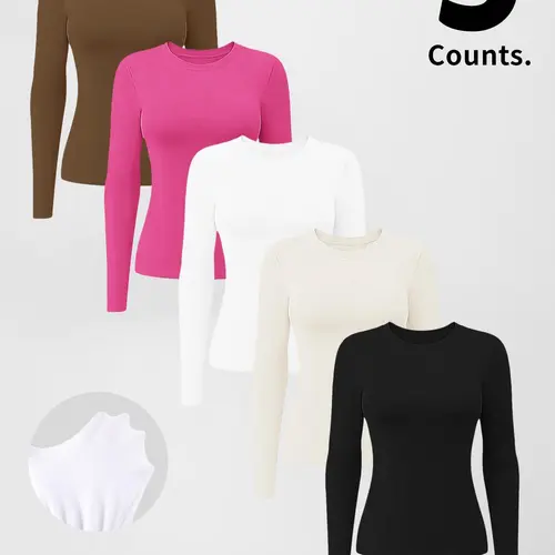 Women's Compression Training Long Sleeve Yoga Shirt, Athletic Top, Workout Apparel, Moisture-Wicking Fabric, Round Neck Design, Suitable for Sports & Outdoor Activities, Compression Tops