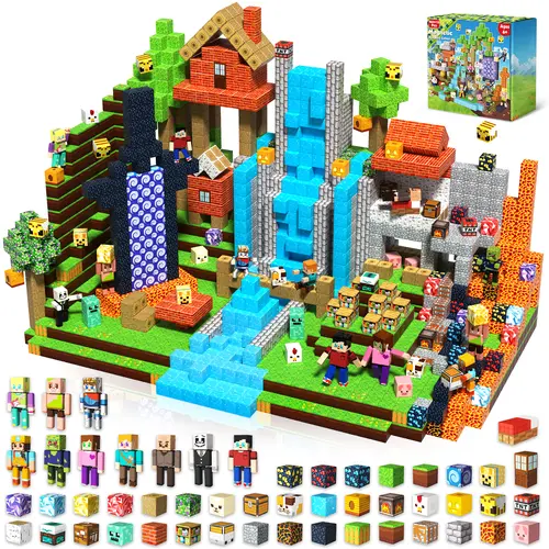 464PCS Magnetic Blocks with 10 Action Figures– 2026 STEM Magnetic Building Blocks for Kids 6+ Christmas, Creative Educational Play Set for Boys & Girls