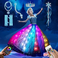 UPORPOR Girls' Princess Costume - RGB Light-Up Toddler Dress Up with App-Controlled Music Sync, Costume Decoration Accessories, Summer Outfits for 3-10 Years Old Girls (Batteries Not Included), Princess Costumes