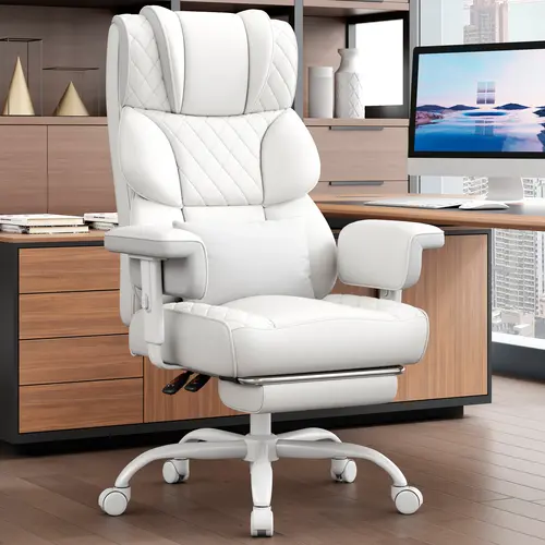 Vonesse Big and Tall Office Chair, Computer Chair with Soft Adjustable Armrests, Ergonomic Gaming Chair with Breathable Linen Design, Executive Chairs with Footrest V3048A