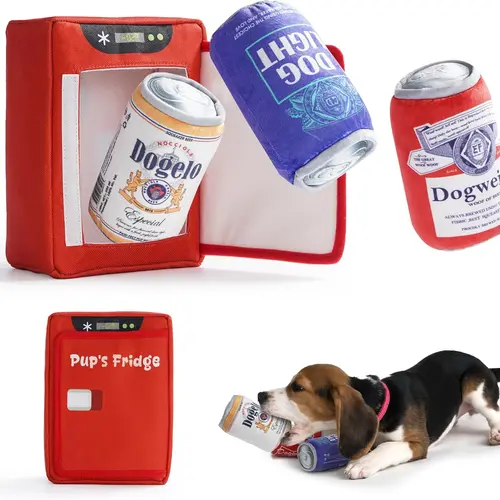 Nocciola 3 Pack Ice Cold Beer Dog Toys with a Fridge, Funny Squeaky Interactive Toys, Hide and Seek Toys to Keep Them Busy, Durable Enrichment Toy #backtoschool #sohochic, Interactive Chew, Christmas