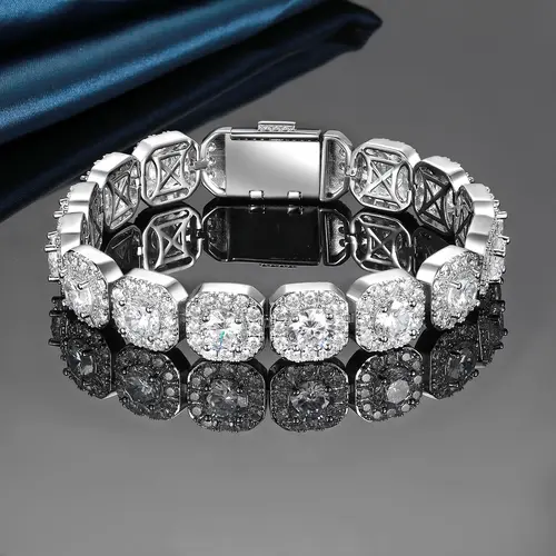 MDFUN 3-12MM Square Zirconia Halo Tennis Stackable Bracelet, 2-Color Clarity, Hypoallergenic Nickel-Free Metal, Elegant Jewelry Bracelet, Exquisite Hip Hop Style, Birthday-Ready Sparkle, Perfect Gift for Men & Women, Exquisite Bracelet