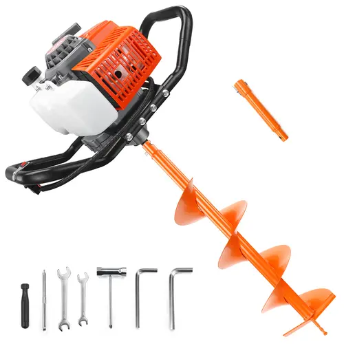 【summerfinds】NEOTEC 72CC 2-Stroke Gas Powered Earth Auger Post Fence Hole Digger Equipped Available with a single 8-inch Drill Bit or a Combo Set of 6-inch + 10-inch Drill bits, Petrol Drill Borer for Garden & Lawn, Digging