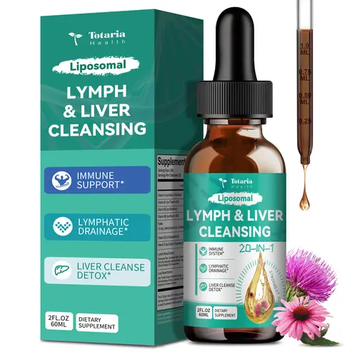 Totaria Strongest Lymph Liver Cleanse Detox, Liposomal Organic Milk Thistle, Echinacea, Artichoke Lymphatic Drainage & Liver Repair Supplement with All Vitamins, 2 Fl.Oz,travel essentials