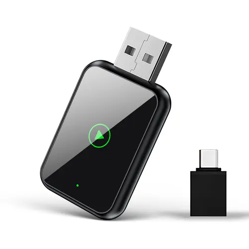 2026 2-in-1 Wireless CarPlay Universal Car Adapter - iOS+Android Ready, Converts Wired to Wireless for Factory Wired CarPlay Cars, Autoconnect BT/Wifi, Portable Fast Charging Solution, 24/7 Support