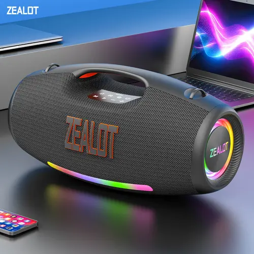 250【ZEALOT】Portable wireless speaker, high fidelity sound and audio, desktop Bluetooth speaker surround sound, TWS pairing, 48000mAh long battery life, supports USB/TF card/AUX/BT smartphones. Ideal choice for family/car/party/camping/gift giving tiktoksh