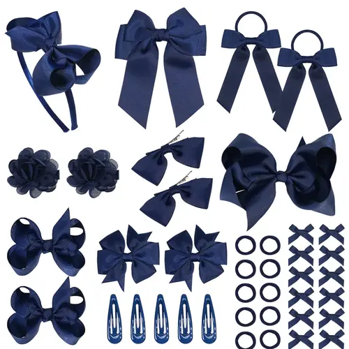 15/40 Piece Multiple Pieces Bow Knot Butterfly Knot Plain Pattern Hair Accessories Set, Headbands Clips Rubber Bands, Christmas Holiday Party Decorations, Easy Match Hair Accessory Set, Hairbands, Elastic Headbands