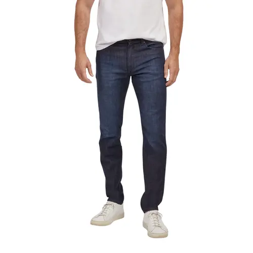 Mott & Bow Men's Slim Straight Comfort Stretch Denim Pants - 10oz Breathable Cotton-Elastane Fabric, Classic Zipper Closure, Soft Plain, Office-Ready with Ease, Slim Cut Sharpens Your Look