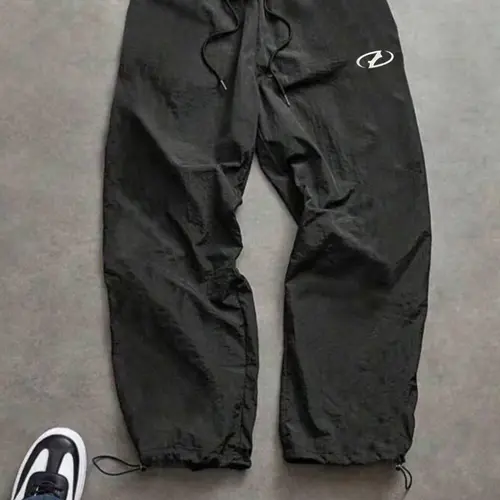 Men's Fashion Printed Casual Sports Pants, Nylon Fabric, Lightweight Breathable, Drawstring Waist, Adjustable Elastic Hem, Perfect for Daily Wear, Track Pants