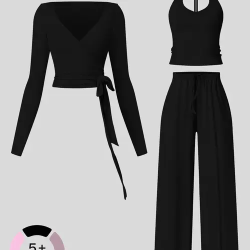 Women's Everday Co Ord Sets, Athleisure Workout Set, Exercise Clothing Set, Fleece Backless Sports Bra & High-Waist Leggings, Casual Running Fitness, Comfortable Gym Wear, Sport Activewear
