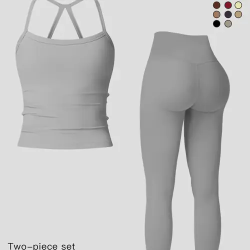 Women's Quick-Dry Yoga Vest Set, Activewear Workout Set, Solid Sports Sets, Sporty Plain, Tight-Fitting Fleece-Lined Workout Top & Long Pants, Outdoor Running Cycling Sportswear