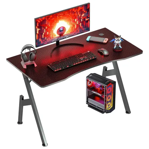 Ecofurnix Modern Sturdy Carbon Fiber Computer Desk - 32/40 in Whole Board, Waterproof Stainless Steel A-Shape Black Table, Simple Assembly Indoor Furniture for Bedroom/Home/Office, Stainless Steel Table, Desk For Bedroom,dorm essentials,home decor