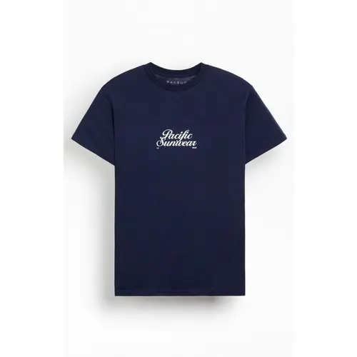 Pacsun Men's Navy Script T-Shirt - Multicolor