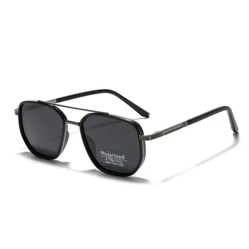 KIMOR Double Bridge Sunglasses - Small Face Polarized Geometric Designer Shades, UV400 Streetwear Eyewear for Travel, Driving & Back To School