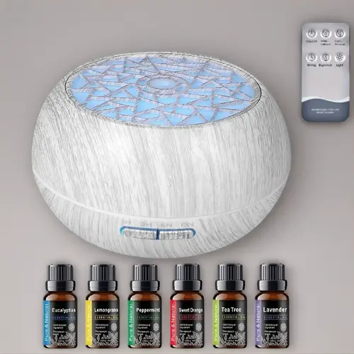 6 Therapeutic Oils Included 550ml Purifier Humidifier - Aromatherapy Machine, Cool Mist Humidifier, Automated Ultrasonic Aromatherapy Machine, Remote-Controlled Ambiance, Spa at Home for Family Use,back to school,back to school haul