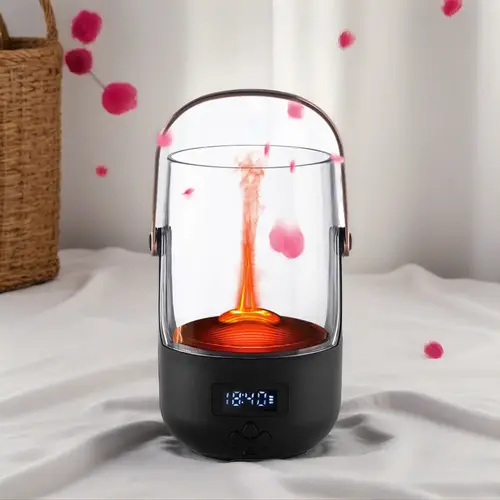 200ML Vintage Flame Diffuser Humidifier - Programmable Aromas Device, Electronic Home Appliance with Scheduled Shutdown Auto-Off Safe Feature for Cozy Nights