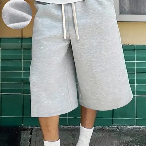 Men's Casual Elastic Drawstring Waist Soft Comfortable Fabric Baggy Wide-Leg Shorts with Pocket, Perfect for Daily Wear & Sports Activities