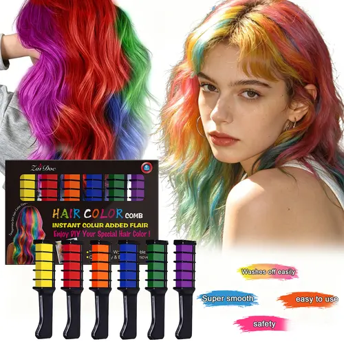Colorful Hair Dye Brush – Create highlights and gradients with just one stroke. Washes out with water, dries fast, no damage. Perfect for women and girls — great for parties, festivals, or everyday wear. Your hair color shines anytime!