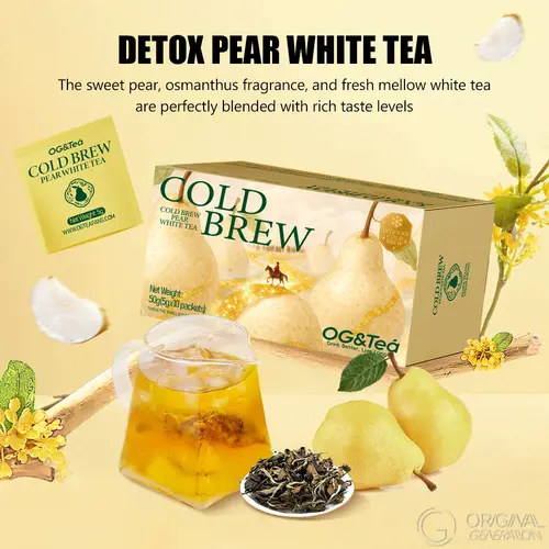 OG Flu Tea | Cold Brew Pear White Tea  50g (5gx10packs) · with Real Pear White Tea Sugarcane Osmanthus · No Artificial Flavor, Beverage, Natural Tea, Wellness Tea