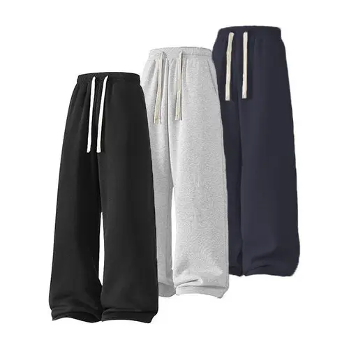 Men's Solid Fashion Sweatpants, Versatile Year Round Wear, Ideal for Autumn and Winter Wide Leg Straight Pants Casual Street Dance Pants Comfortable Winter Home Pants Plus Size Casual Sports Pants with Rivet Design Fashionable and Versatile 100%polyester