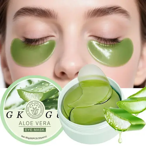 60pcs Aloe Vera + Collagen Eye Serum Cream Under Eye Patches, Under Eye Patches For Puffy Eyes, Firming Eye Mask for Dark Circles, Puffiness, Fine Lines, Fragrance-Free, Gel Packaging, Skincare, Natural Ingredient Design