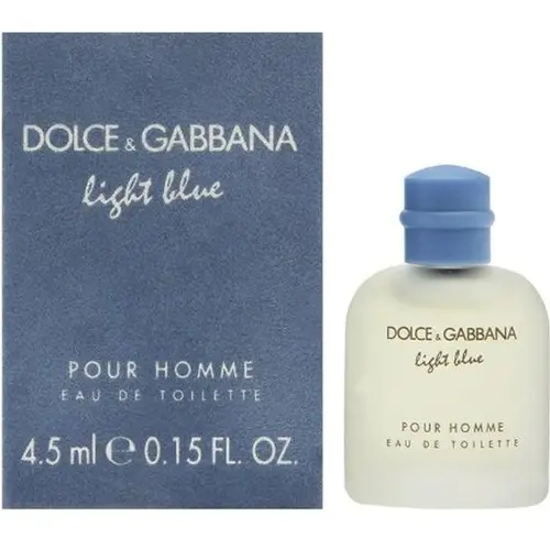Dolce & Gabbana Light Blue Pour Homme 4.5ml (0.15 oz)MINI Eau de Toilette for Men Fresh Elegant Aromatic Citrusy Scent Compact Travel Sample