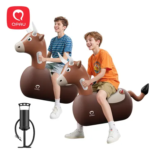QPAU Kids Bull Toy 1/2PCS Set 220 lbs Weight Capacity Bouncing Animal Bull-Themed Suitable for Children 5+ Large Size Comfortable and Stable Dual Independent Air Chambers Safety Play Area homeessentials, tiktokshopbacktoschool, Halloween