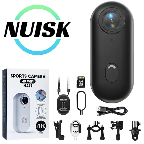 【Back To School】NUISK Mini Vlog Camera,Portable Body Camera, Vlog Recording Device,  WiFi Connection, 5V Power Supply Supported, U3-Spec Memory Card,Built-in Battery, Video & PhotoCapture, Ideal for Cycling,Travel and Daily Recording