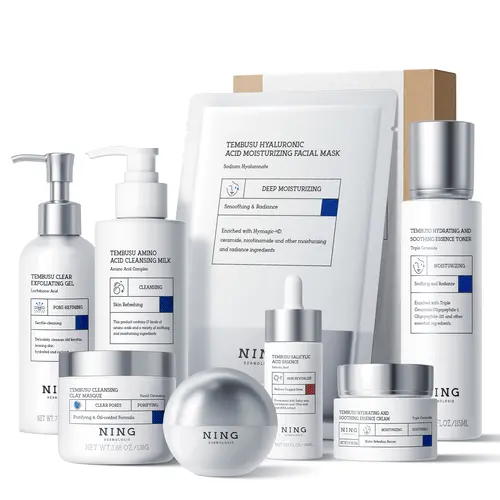 NING Singapore Tembusu glow in a week set(8-piece set）|All-in-One: Cleansing, Hydrating, Conditioning, Brightening, Acne-Fighting, Firming, Anti-Aging | Full-Range Care, Plant Extracts, Gentle Formula | Creates smooth Glass Skin prequel hydration bundle,,
