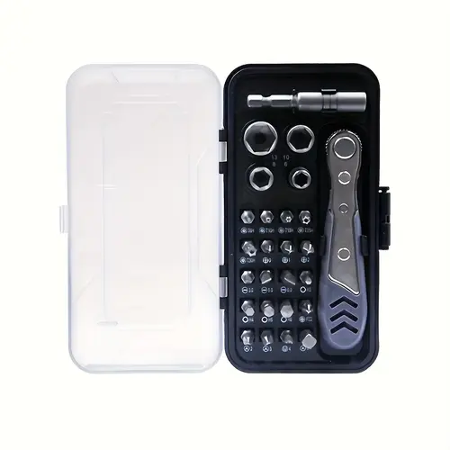 【FathersDayGift】Ratcheting Screwdriver Set Screwdriver 26 In 1 Ratchet Wrench Set, With Rotatable Ratchet Handles Storage Case, Household Repair Tool Kits For Bike